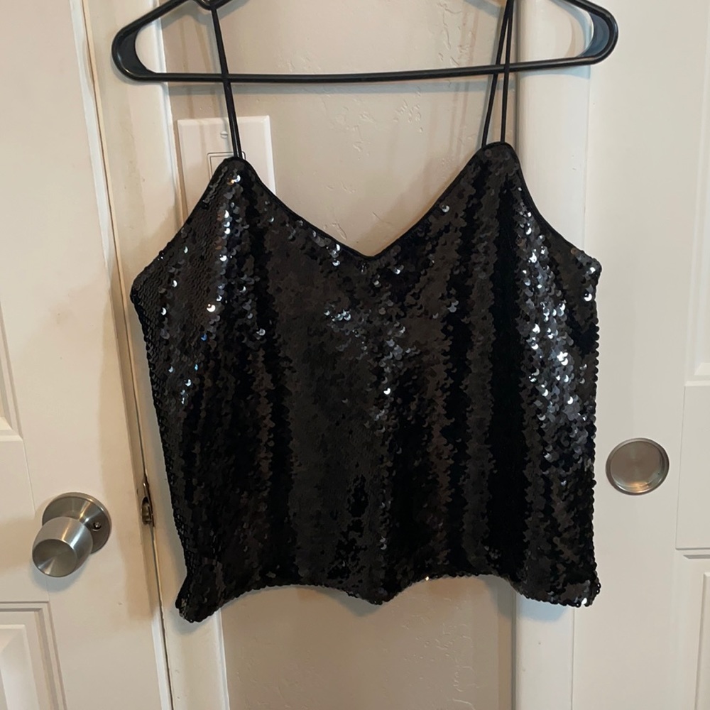 Express black sequin tank top